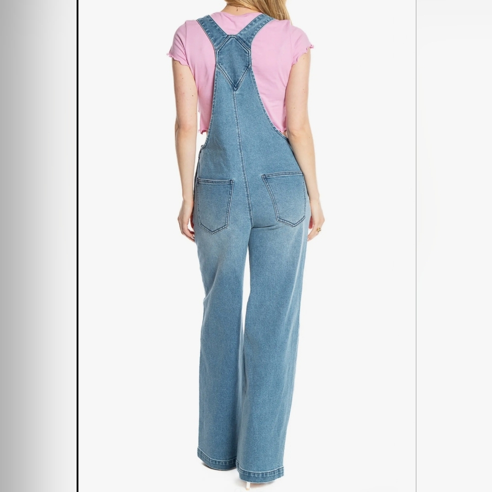 Juicy Couture Denim Rhinestone Bedazzled Wide Leg Disco Dungarees - Picture 3 of 16